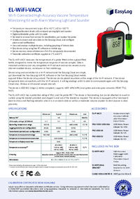 Thumbnail of document Data Sheet - EL-WiFi-VACX High-Accuracy WiFi Vaccine Monitoring Kit With Alarm Warning Light and Sounder